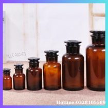 Chai thủy tinh nâu 250ml nút mài miệng rộng/Onelab