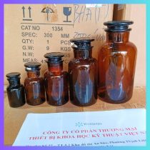 Chai thủy tinh nâu 500ml nút mài miệng rộng/Onelab